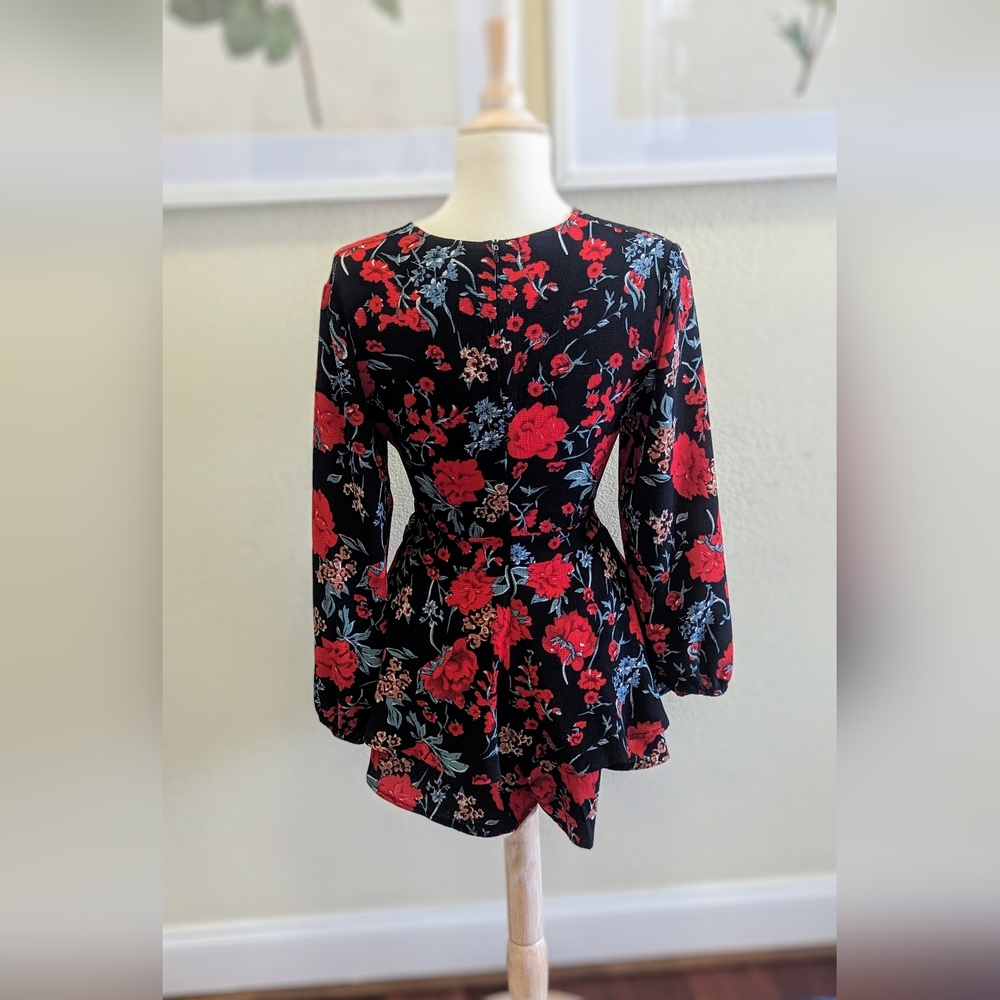 Red Floral Ruffle Romper - Picture 5 of 5